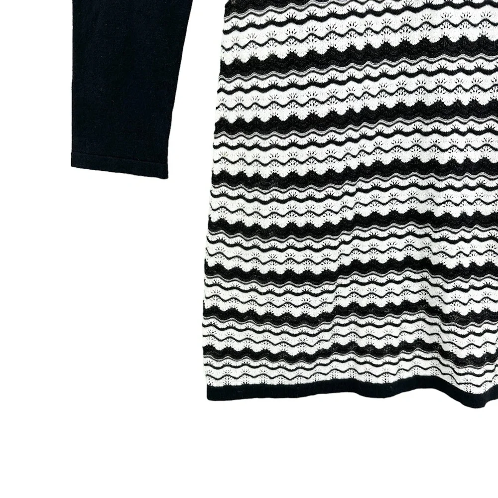 TRINA TURK Long Sleeve Mini Sweater Dress Black White